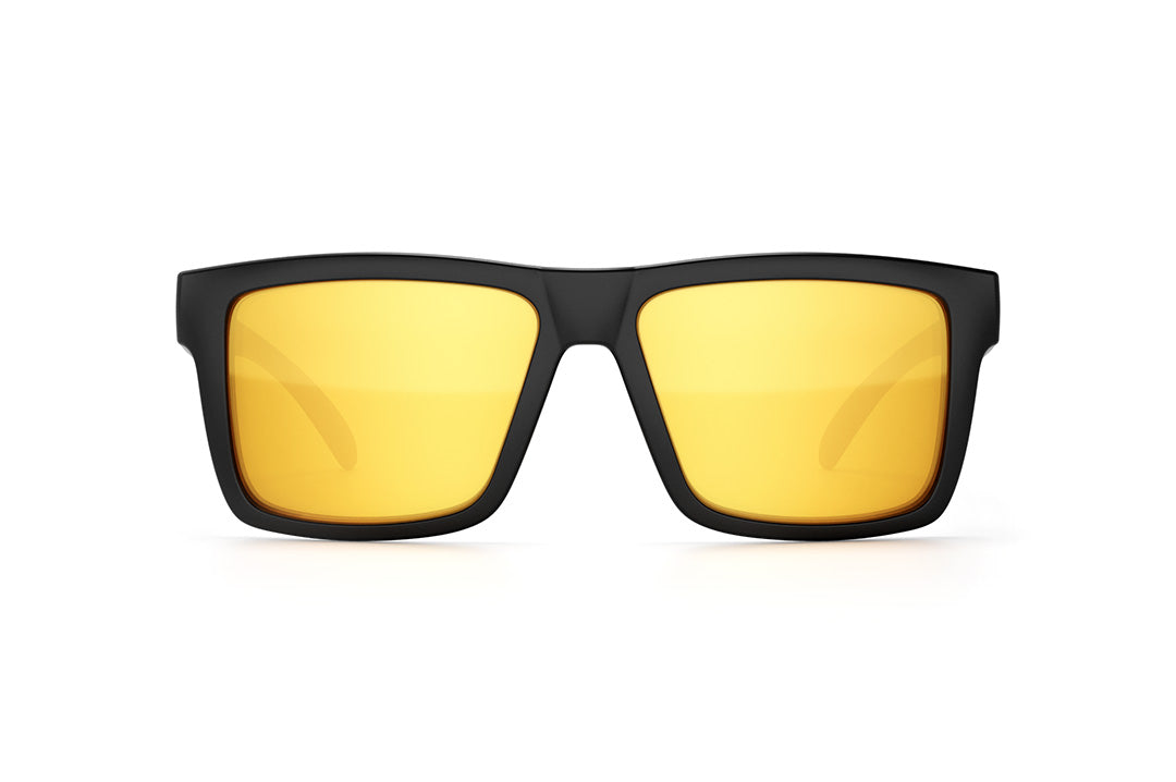 Front view of the Heat Wave Visual Vise Sunglasses with black frame, gold lenses.