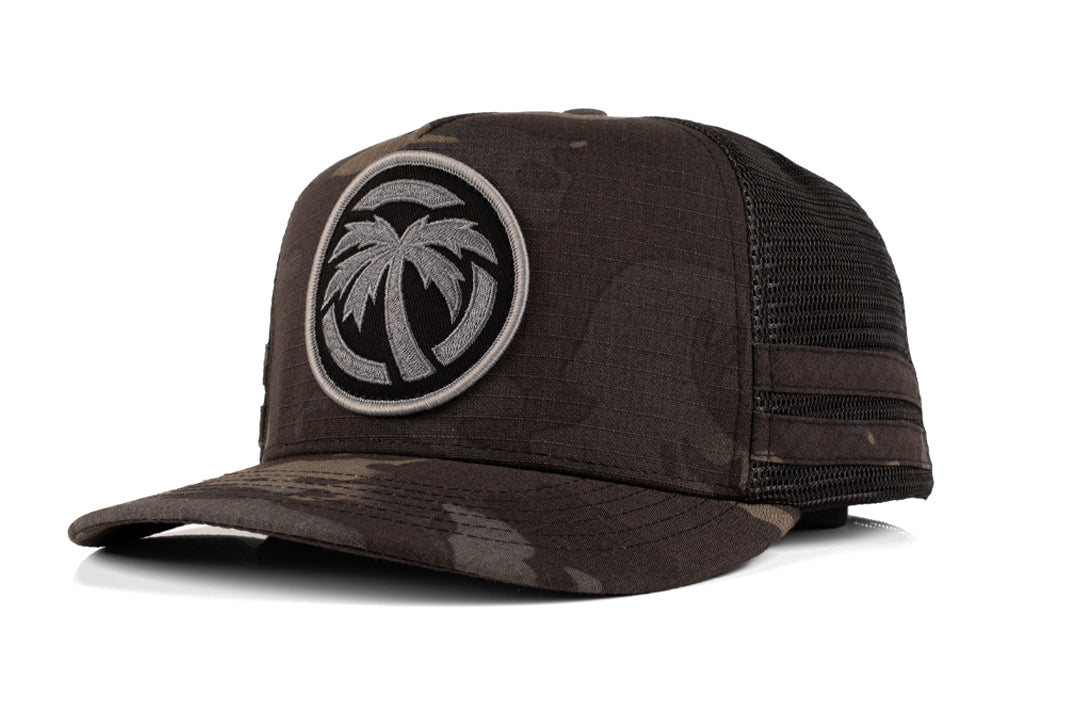 Heat Wave Visual Icon Midnight Trucker Hat. 