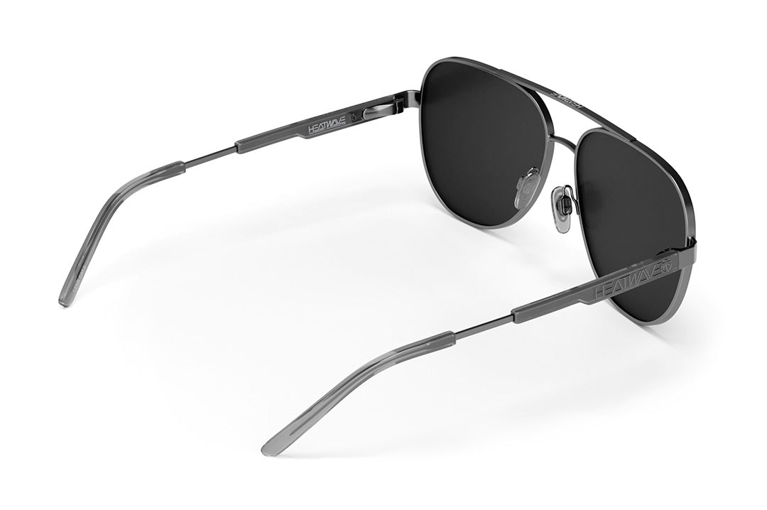 Back view of the Heat Wave Visual Incline Sunglasses with gun metal frame and black lenses.
