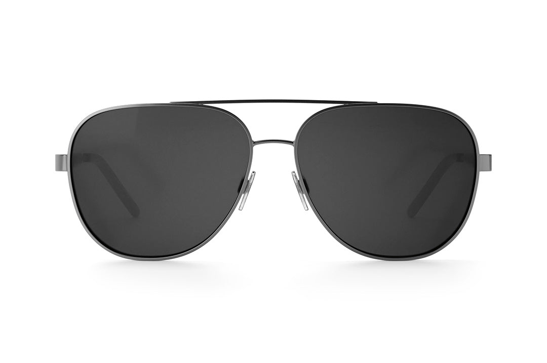 Front view of the Heat Wave Visual Incline Sunglasses with gun metal frame and black lenses.