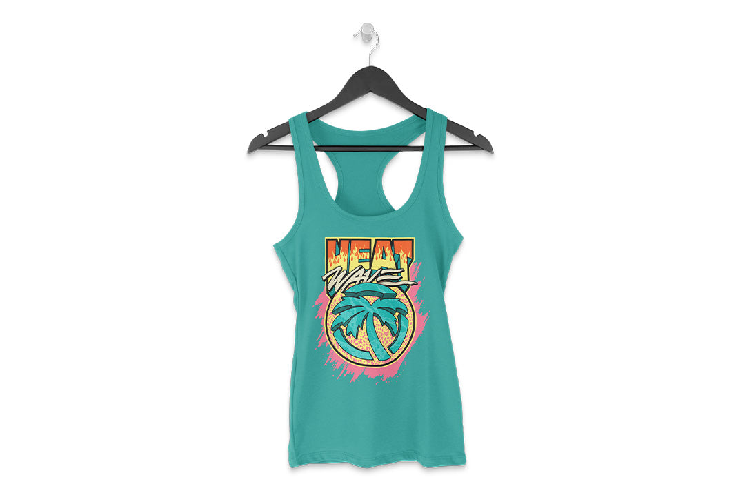 Heat Wave Visual Intense Teal Ladies Racerback Tank Top.