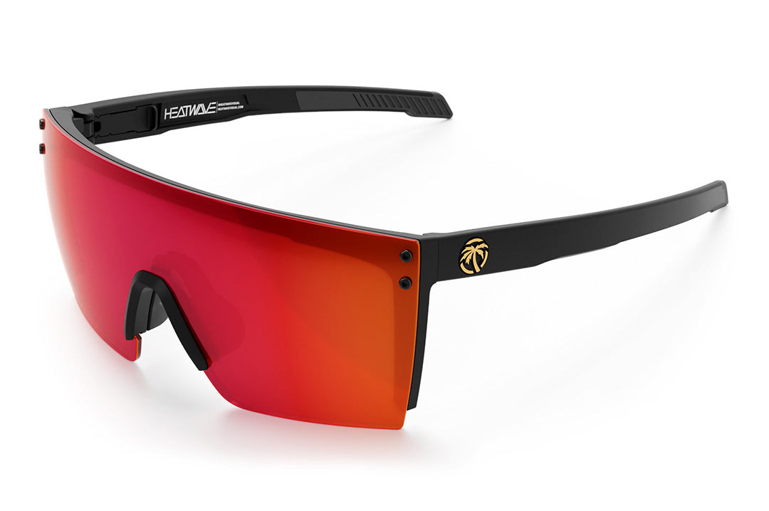 Heat Wave Visual XL Lazer Face Sunglasses with black frame and red orange lens.