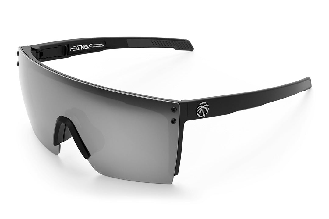 Heat Wave Visual Performance XL Lazer Face Sunglasses with black frame and silver lens.