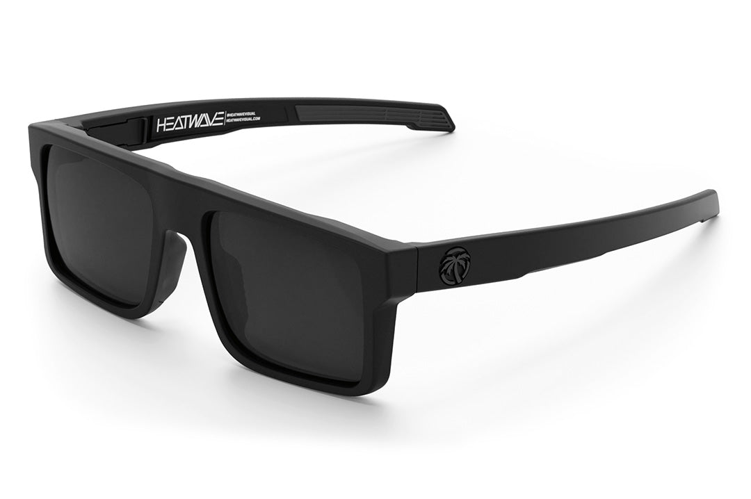 Heat Wave Visual Performance Rayth Sunglasses with black frame and black lenses.