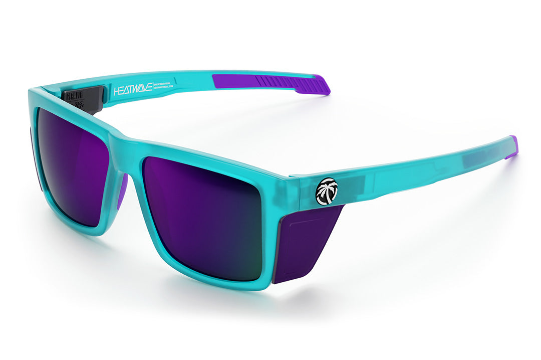 Heat Wave Visual Performance Vise with aqua frost frame, ultra violet lenses and matching side shields.