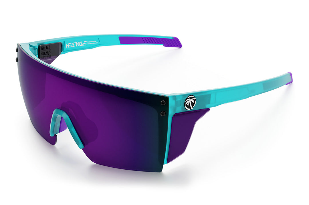 Heat Wave Visual Performance XL Lazer Face with aqua frost frame, ultra violet lens and matching side shields.