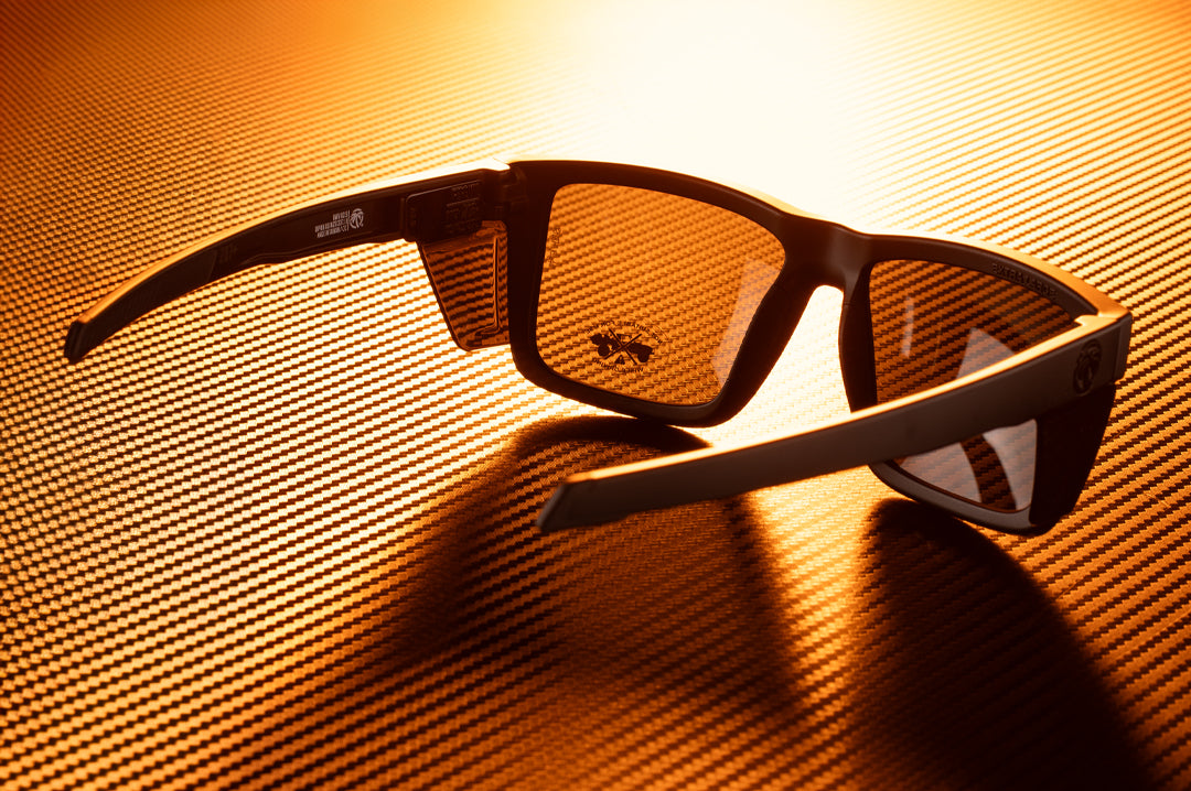 Back of the Heat Wave Visual Performance Vise Sunglasses with black frame and ultra black lenses.