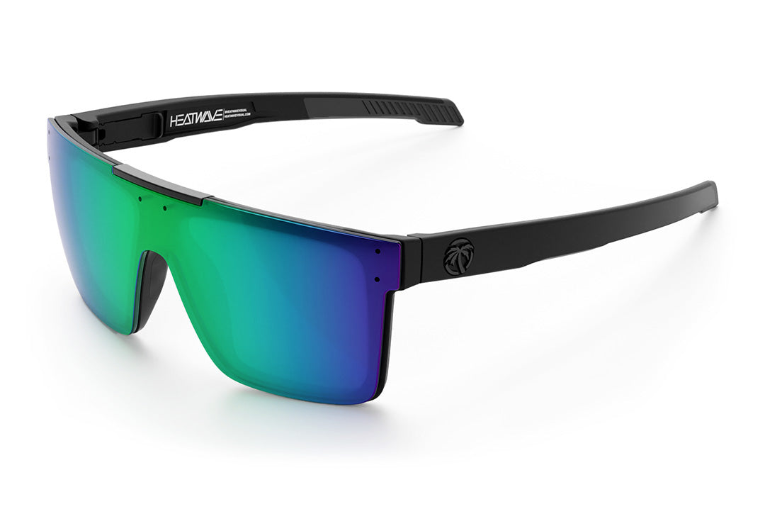 Heat Wave Visual Performance Quatro Sunglasses with black frame and piff green blue lens.