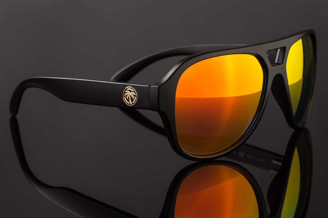 Heat Wave Visual Supercat Sunglasses with Black frame and Orange Yellow Lenses
