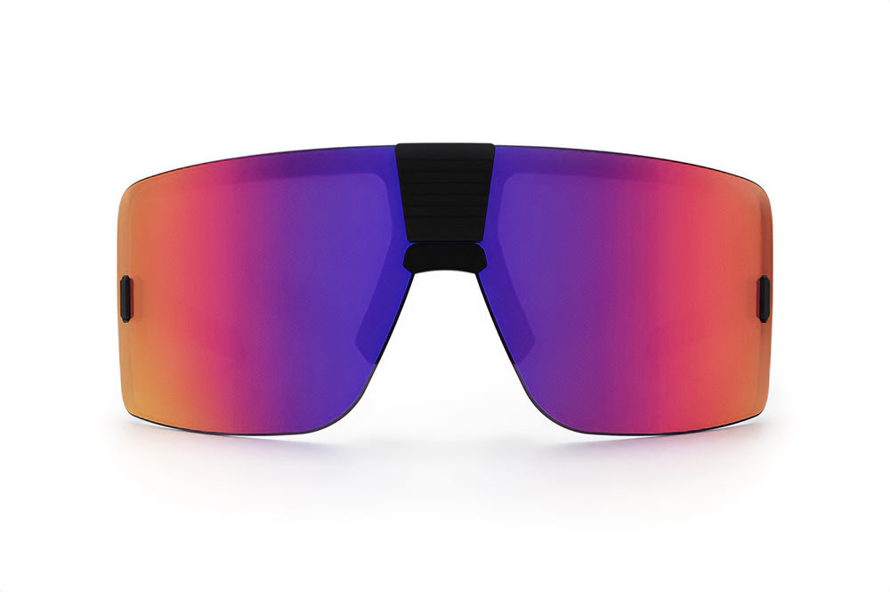 Front view for the Heat Wave Visual Vector Sunglasses with black frame and Atmosphere red blue lens.