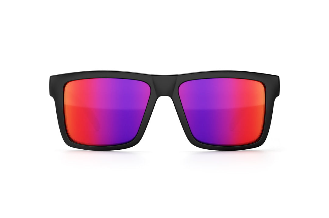 Front view of Heat Wave Visual Vise Sunglasses with black frame and atmosphere red blue lenses.
