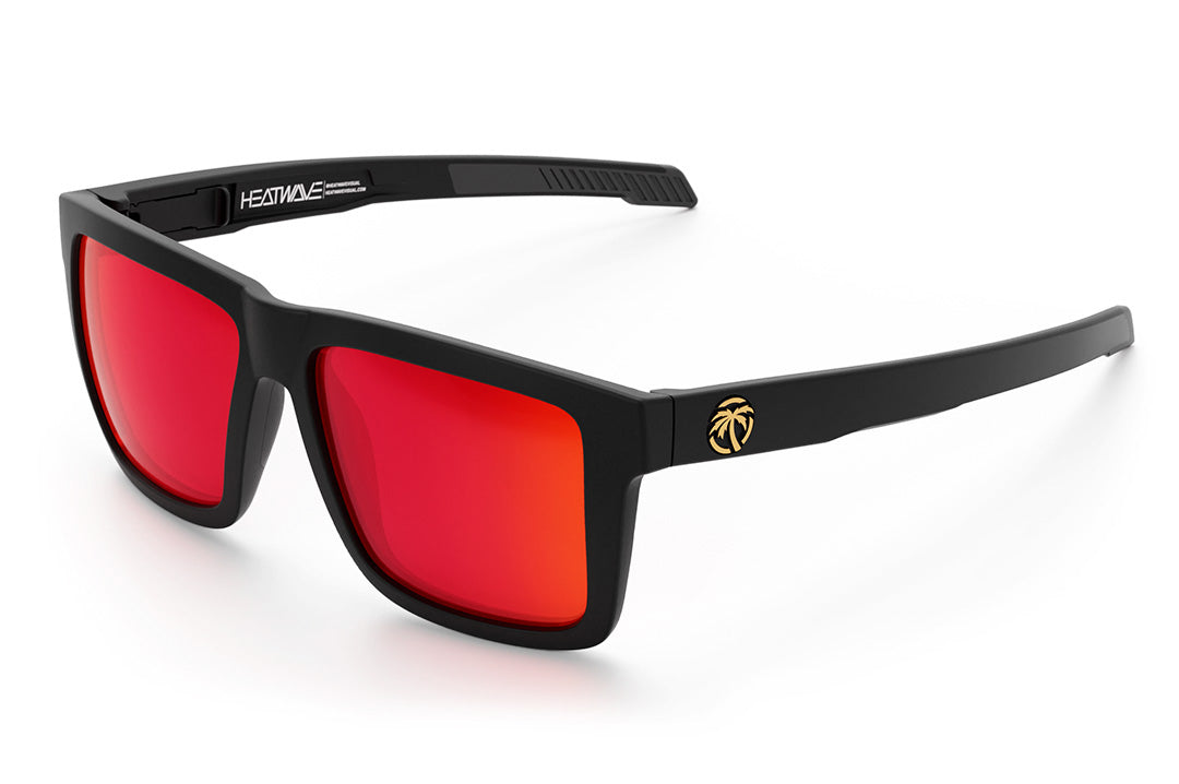 Heat Wave Visual Performance XL Vise Sunglasses with black frame and firestorm red lenses.