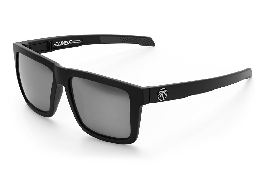 Heat Wave Visual Performance XL Vise Sunglasses with black frame and silver lenses.