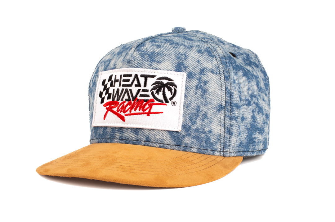 Heat Wave Visual Wrangler Hat with denim upper and brown suede bill.