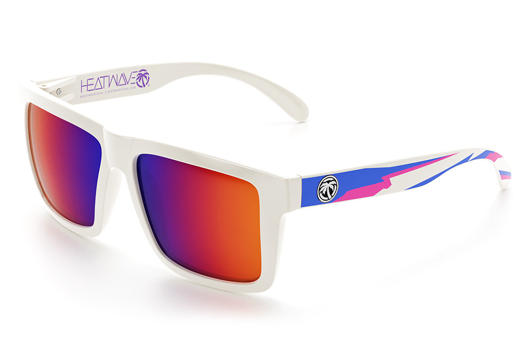 Heat Wave Visual XL Vise Sunglasses with gloss white frame, wild print arms and atmosphere lenses