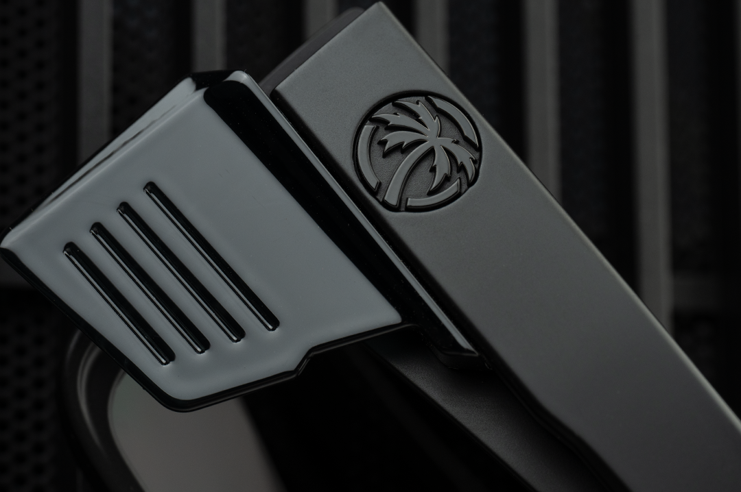 Close up on the side shield of the Heat Wave Visual Performance Rayth Sunglasses.